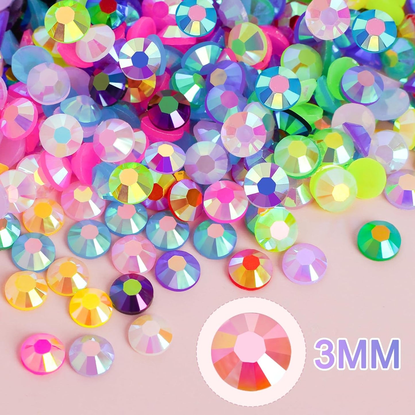18000Pcs Resin Jelly Rhinestones for Bedazzling, Multicolor 3mm Flatback Rainbow Gems, Bedazzling Crystal with 4Pcs 2.5g Jewelry Glue, Rhinestone Picker for DIY Crafting Clothes Shoes Nail Art-BrightBean Baby