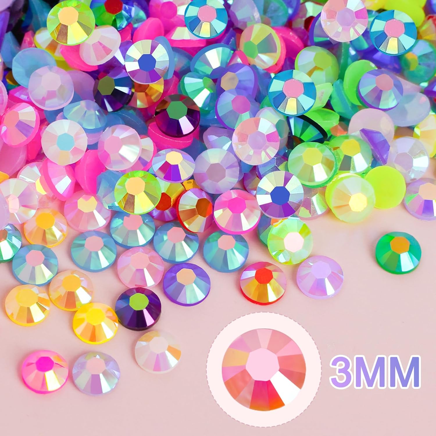18000Pcs Resin Jelly Rhinestones for Bedazzling, Multicolor 3mm Flatback Rainbow Gems, Bedazzling Crystal with 4Pcs 2.5g Jewelry Glue, Rhinestone Picker for DIY Crafting Clothes Shoes Nail Art-BrightBean Baby