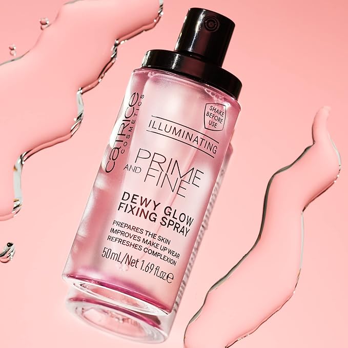 Catrice | Prime & Fine Illuminating Dewy Glow Spray | Transparent and Fast Drying Fixing Spray| Paraben Free & Vegan | Cruelty Free (Pack of 3)-BrightBean Baby