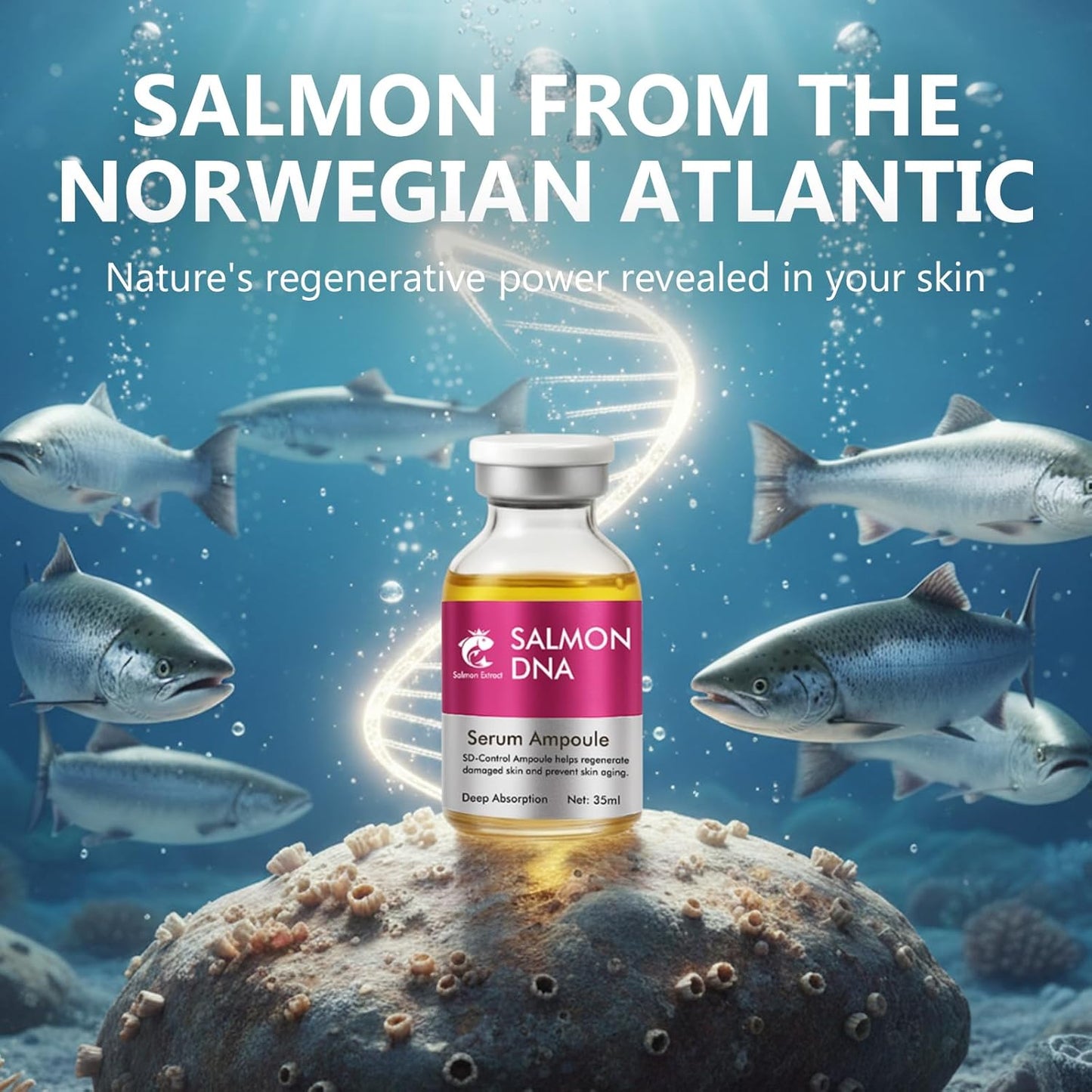 Salmon DNA Ampoule, Microneedling Serum, Anti-Wrinkle & Scar Removal for Face and Body, Salmon DNA Serum Ampoule Anti-wrinkle and Enhance Barrier Function-BrightBean Baby