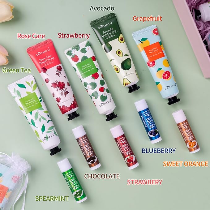 50 Set Bridal Shower Favors for Guests,Hand Cream Bulk and Lip Balm Bulk for Bridal Wedding or Baby Shower Party Gifts for Adults with Organza Bag Thank You Card-BrightBean Baby