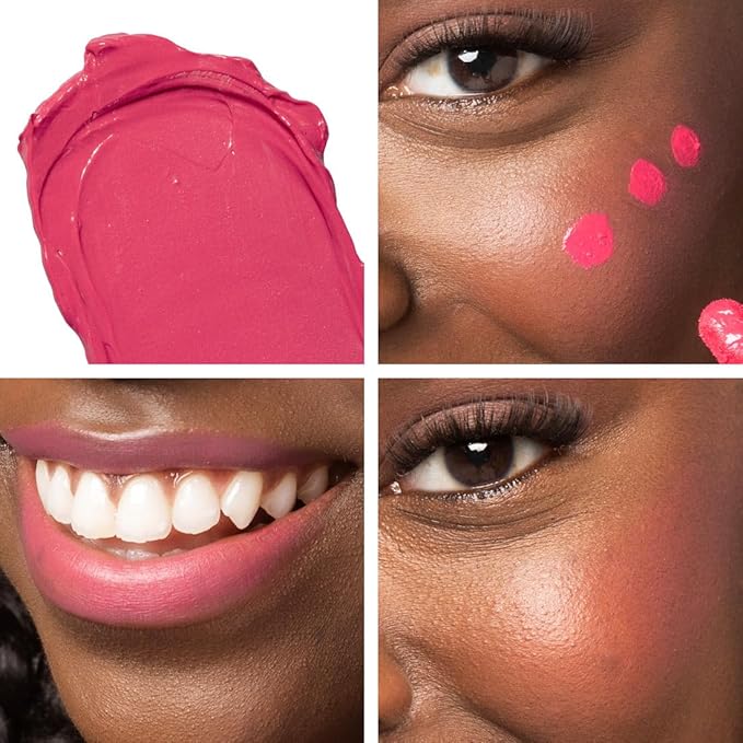 Palladio Liquid Blush for Cheeks & Lips 2-in-1 Makeup Face Blush, Weightless Cream Formula, Smudge Proof Long-Wearing Pigmented Blush, Natural Look Makeup Face Blushes, Dewy Finish, Deep Fuchsia-BrightBean Baby
