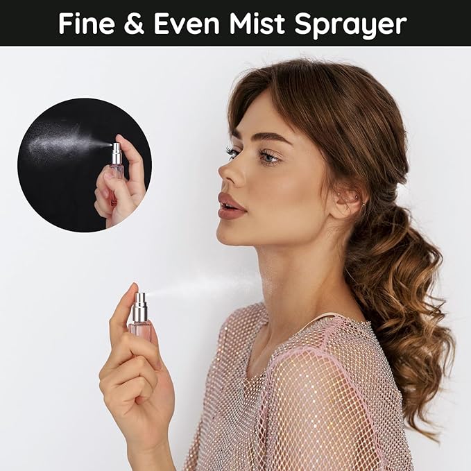 Segbeauty 10ML Refillable Perfume Bottle, 10 Packs Fine Mist Atomizer Sprayer, Empty Glass Spray Bottle Mini Portable Travel Atomizer for Toiletries, Fragrance Scent Pump Dispenser-BrightBean Baby