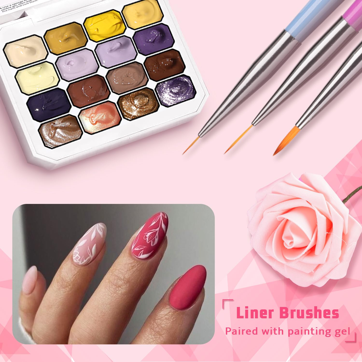 Sponge Pat Paint Nail Gel, Ombre Nails Gradient Gel Nail Blush Blooming Aura Nails Drawing Stripper Floral Painting DIY Nail Art, No Wipe, UV/LED Curing (16 Colors K)-BrightBean Baby