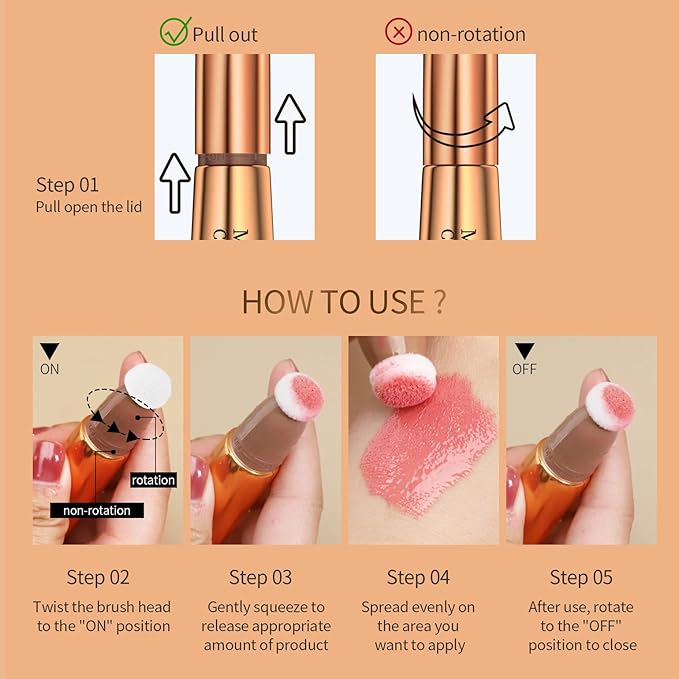 3PCS Liquid Contour Beauty Wand, Liquid Blush Highlighter Makeup Stick with Applicator, Cream Bronzer Stick Natural Matte Finish, Lightweight Blendable Cream Contour Highlighter Blush Wand-BrightBean Baby