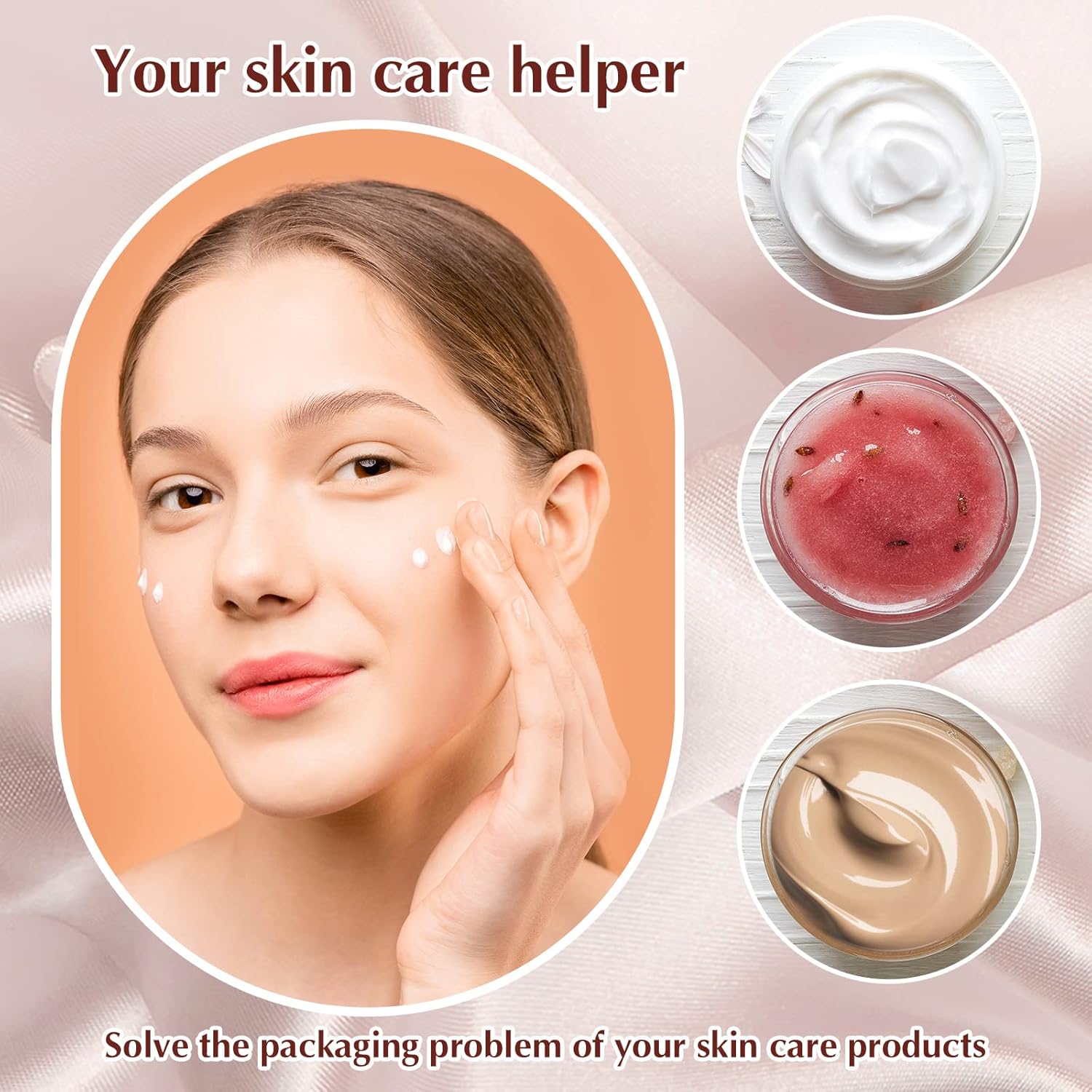 SATINIOR 100 Pcs Plastic Jars with Lids Small Containers Lids Wide Mouth Small Plastic Containers for Lotion Cream Rhinestones Body Butters Travel Storage (2 oz,White)-BrightBean Baby