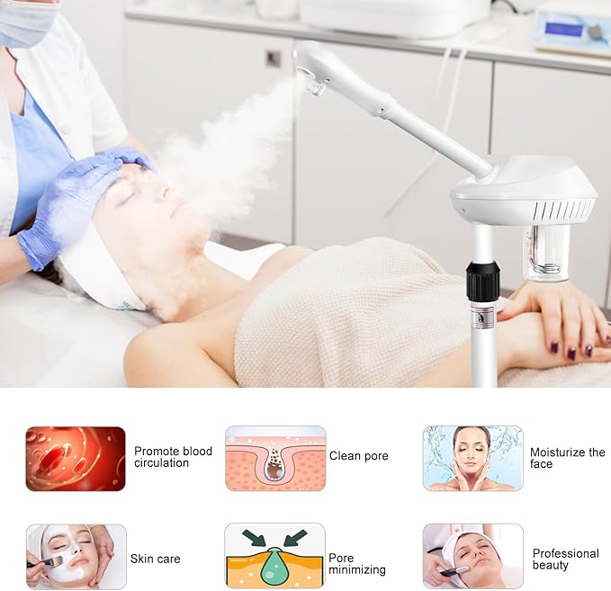 Professional Facial Steamer, Stand Ozone Face Steamer on Wheels, Adjustable Height and Angle,Estheticians Steamer More Steam,Hot Mist Facial Humidifier Atomizer for Spa Beauty, Home Use-BrightBean Baby