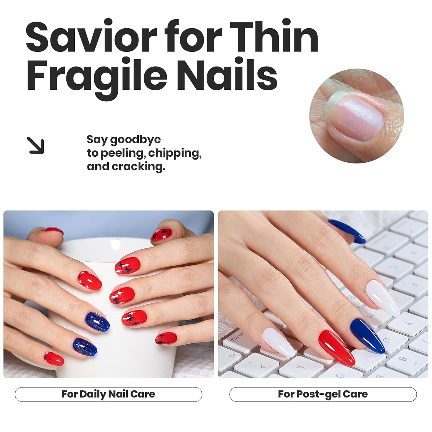 Beetles 4th of July Nail Polish Set - 6 Colors White Red Blue Nail Polish Kit Sparkle Glitter Fingernail, Quick Dry & Long Lasting Beetles Midnight Fireworks Diy Nail Art Design Gifts for Women-BrightBean Baby