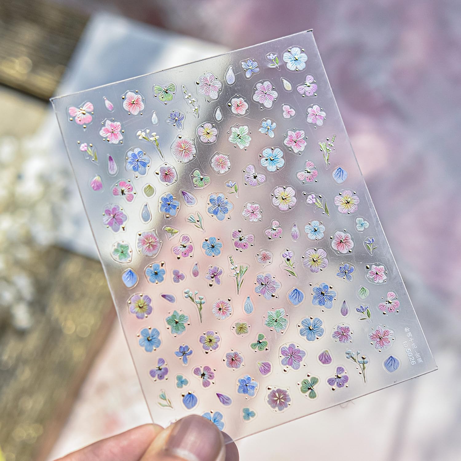 Dried Flower Nail Art Stickers Colorful Flowers Nail Decals for Acrylic Nails 3D Self Adhesive Glitter Designs Nail Sticker Cute Floral Nail Decal Spring Summer Manicure Supplies for Women DIY Decor-BrightBean Baby