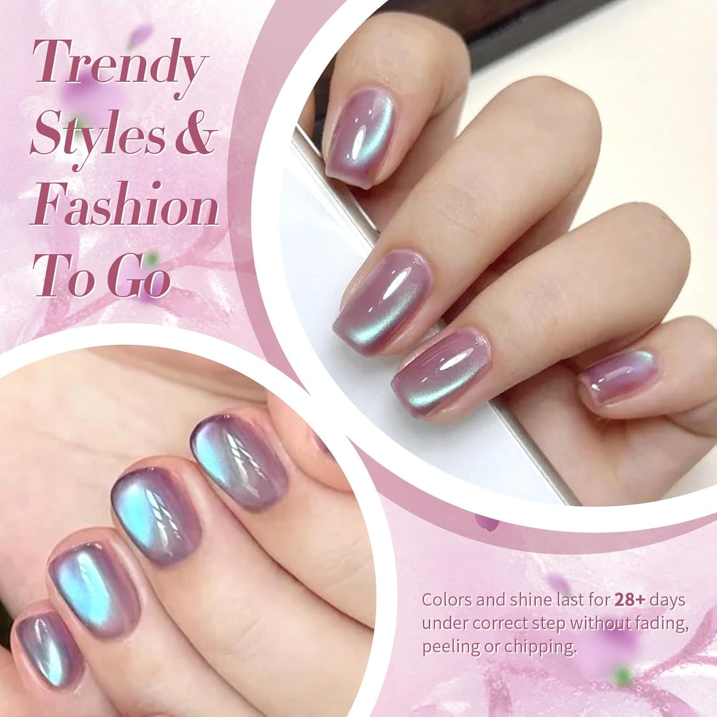 BORN PRETTY Cat Magnetic Eye Gel Nail Polish,Hyacinth Purple Jelly Glass Magnetic Gel Polish,Glitter Soak Off Nail Art Salon Manicure Home Gift 15ml-BrightBean Baby