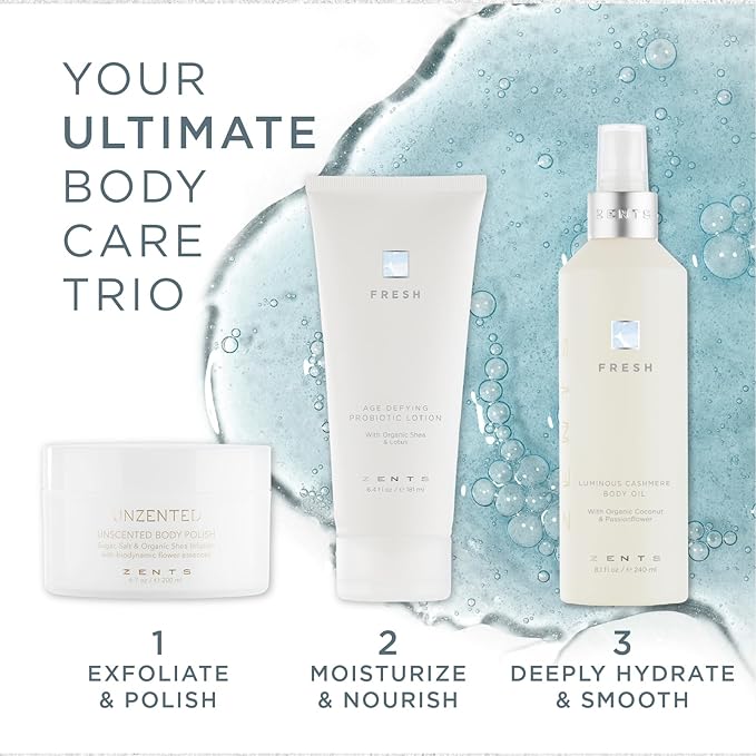 Zents Luminous Cashmere Body Oil (Fresh Fragrance) | Moisturizing Body Oil with Vitamin E & Organic Coconut Oil | Softens & Smooths Skin | 8 fl oz-BrightBean Baby