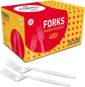 400 Count Plastic Forks Heavy Duty, Clear, BPA-Free, Heat Resistant, Solid and Durable Disposable Forks Bulk, Premium Plastic Forks heavy duty for Party Supply