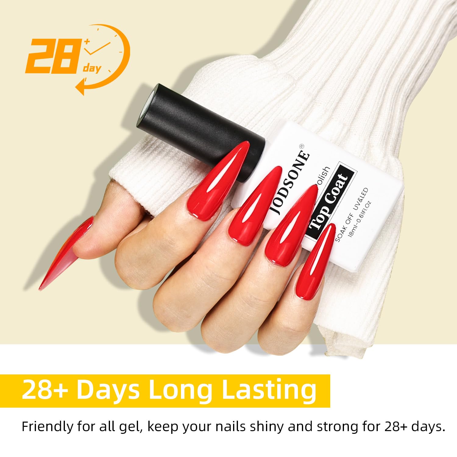 JODSONE 18ml Top Coat Gel Polish No Wipe High Gloss Shine Finish Long Lasting Gel Nail Polish Professional Manicure for Home DIY and Nail Salon-BrightBean Baby