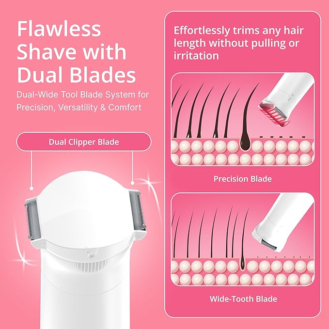 Clio PALMPERFECT Electric Bikini Trimmer - Travel-Friendly Hair Shaver for Smooth, Dual Blade for Close Shave, Use Wet or Dry - Battery-Powered + Trimming Guide Included-BrightBean Baby
