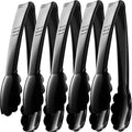 Plastic Tongs for Serving (Pack of 6) 9 Inch - Heavy-Duty Hard Plastic Reusable or Disposable Serving Tongs for Catering, Dinner Parties, Banquets, Buffets, Events, Weddings and Everyday Use, Black