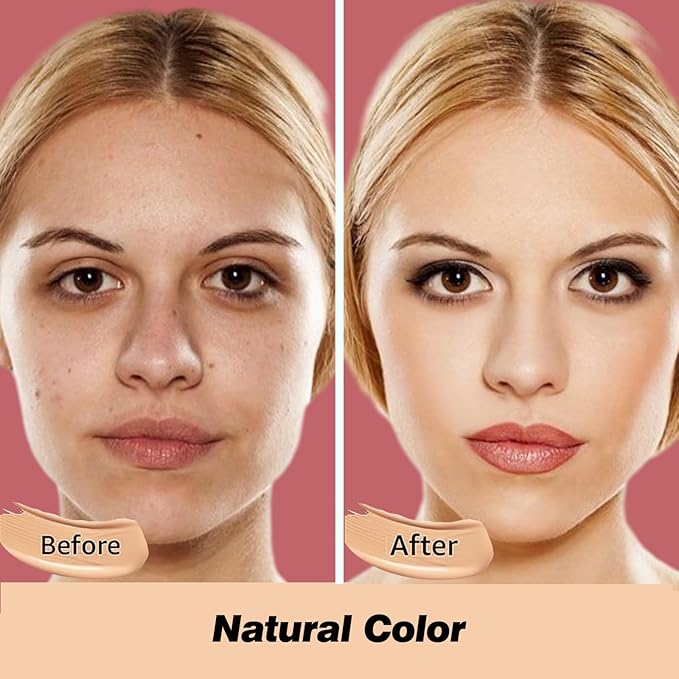 CC Cream Foundation Mushroom Head Air Cushion Face Makeup Moisturizing Concealer Waterproof Oil Control Long-Lasting Nude Makeup Even Skin Tone for All Skin Types (Nature)-BrightBean Baby