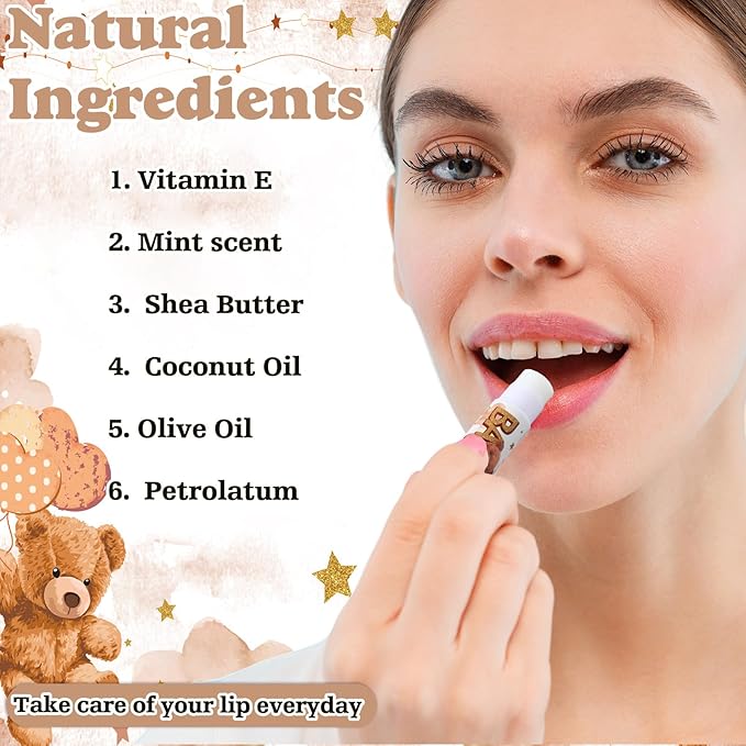 50 Sets 200 Pcs Baby Shower Hand Lotion and Lip Balm Gift Theme Baby Shower Party Favors Travel Size Hand Lotion and Lip Balm Bulk with Organza Bags Tags(Bear)-BrightBean Baby