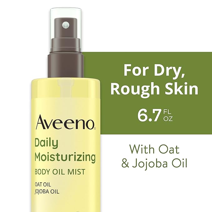 Aveeno Daily Moisturizing Body Oil, Body Mist for Dry Skin with Oat Oil and Jojoba Oil, Nourishing Body Spray with a Hypoallergenic Formula, 6.7 FL OZ-BrightBean Baby