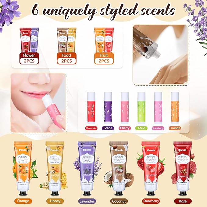 48 Set Thank You Gifts for Employee Hand Cream and Lip Balm Bulk Set with Organza Bag Thank You Card Hand Lotion Appreciation Gift Set for Women Men Coworkers Volunteer-BrightBean Baby