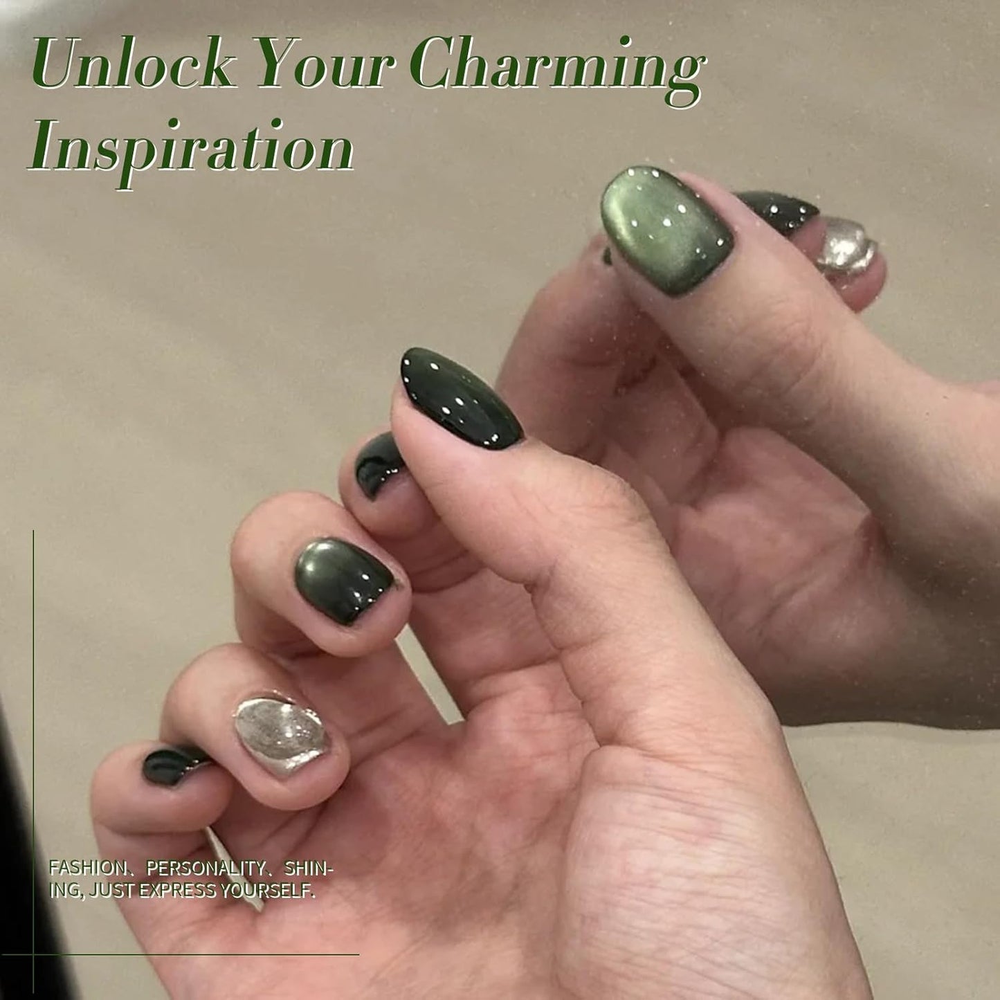 BORN PRETTY Cat Magnetic Eye Gel Nail Polish,Dark Emerald Jelly Glass Magnetic Gel Polish,Green Glitter Soak Off Nail Art Salon Manicure Home Gift 15ml-BrightBean Baby