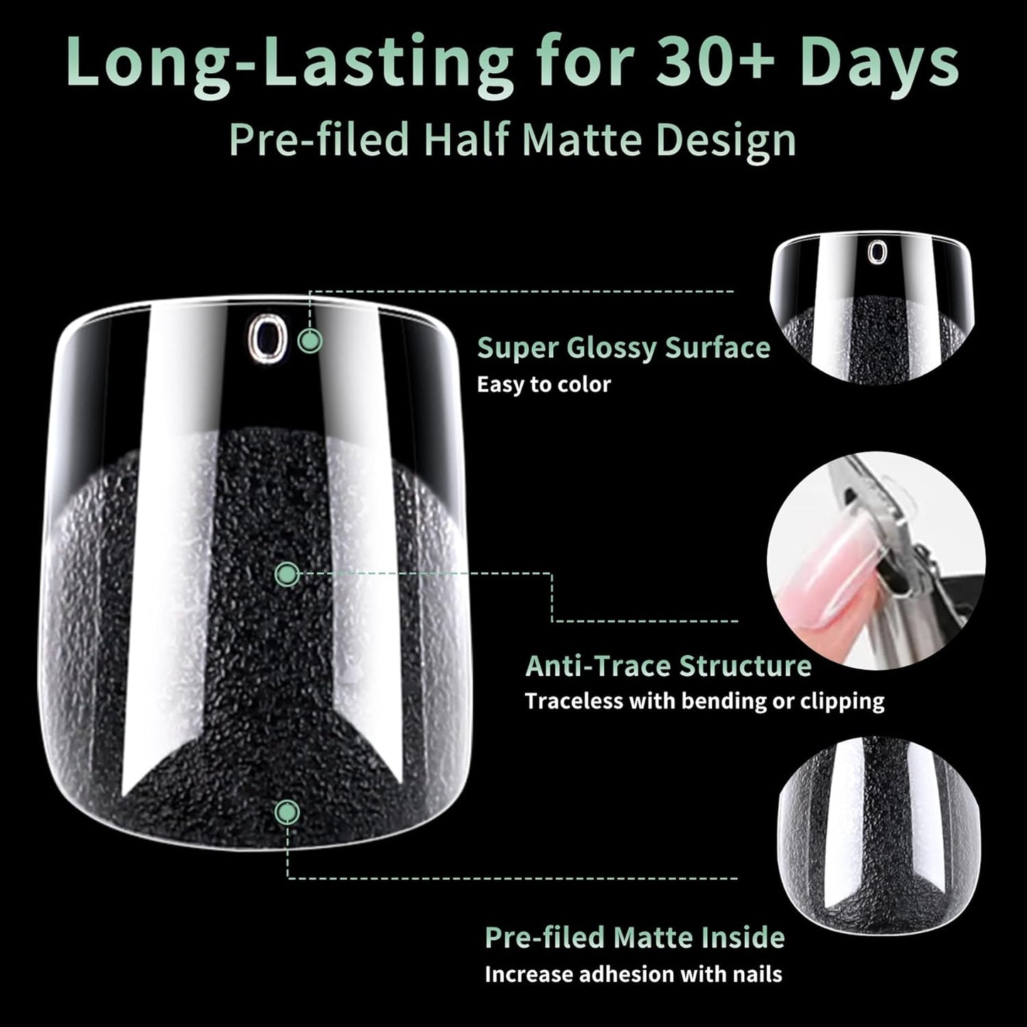 Extra Short Square Nail Tips, 216pcs Acrylic Soft Fake Nails Gel Nail Tips, Full Cover Pre-Shaped Matte Clear Press on Nails for Extension, Diy at Home Manicure 12 Sizes-BrightBean Baby