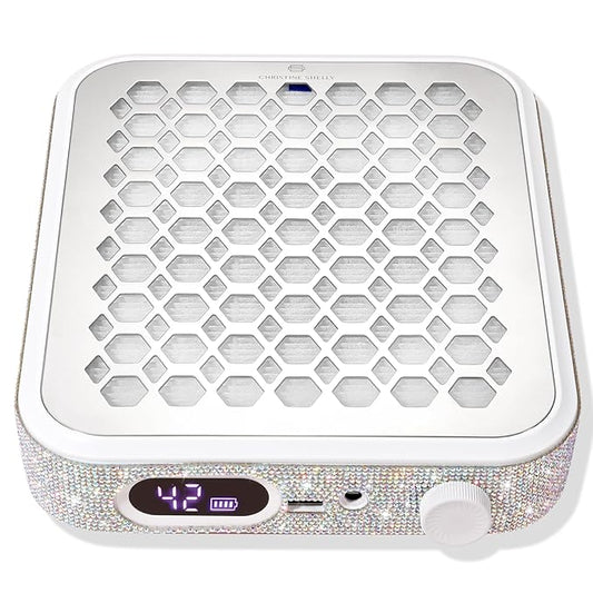 Nail Dust Collector, Rechargeable Dust Collector Nail Tech, Powerful Vacuum Fan Vent Dust Collector Extractor Dust Suction Machine for Acrylic Nails Polishing, Nail Salon&Home, White-BrightBean Baby