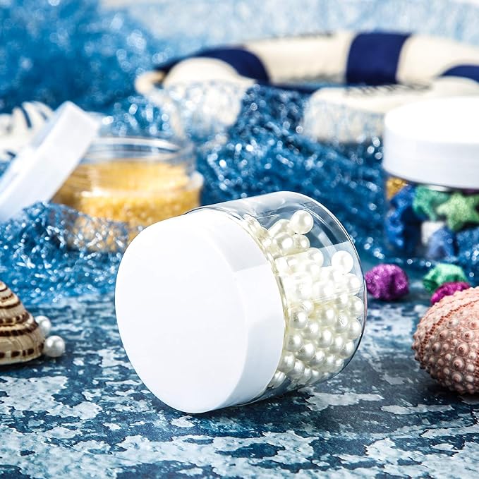 SATINIOR 24 Pieces Empty Clear Plastic Jars with Lids Round Storage Containers Wide-Mouth for Beauty Product Cosmetic Cream Lotion Liquid Butter Craft and Food (Transparent Lid, 4 oz)-BrightBean Baby