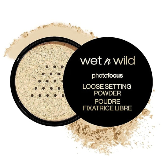 wet n wild Photo Focus Loose Baking Setting Powder, Highlighter Makeup, Suitable for All Skin Tones, Banana-BrightBean Baby