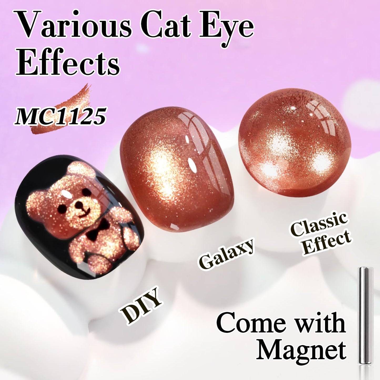 Double Rhythm 15ML Ice Glass Cat Eye Gel Polish with Magnet Holographic Glitter Shimmer Translucent Sheer Color Salon Soak Off Magnetic Nail at Home (Brown Tan-MC1125)-BrightBean Baby