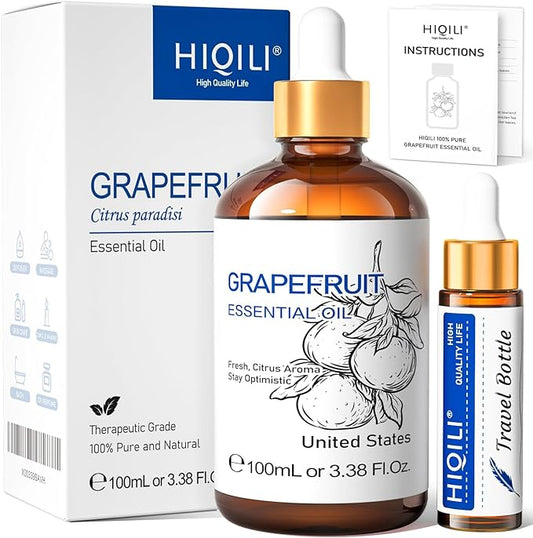 HIQILI 100 ml Grapefruit Essential Oil, for Diffuser, Skin Care, 100% Pure and Natural - 3.38 Fl Oz-BrightBean Baby