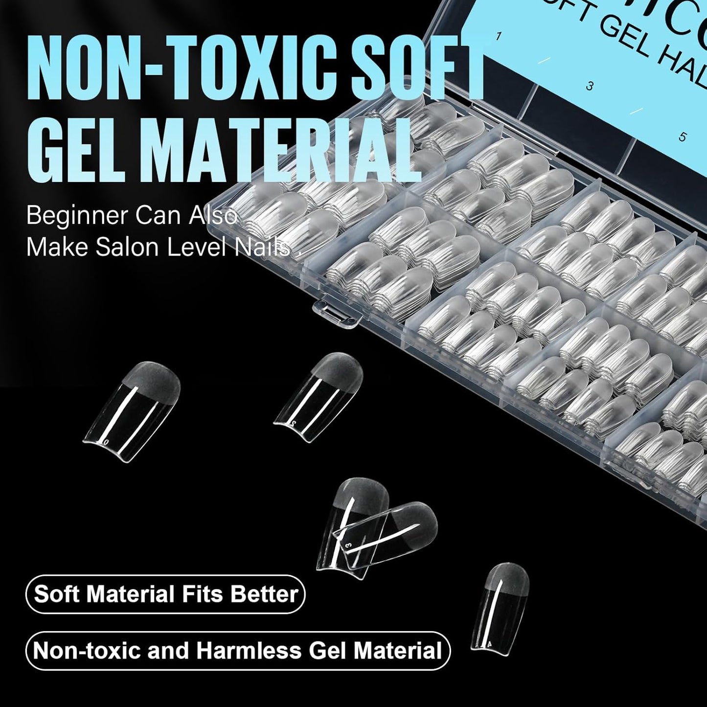 TOMICCA Medium Square Nail Tips, 504Pcs Half Matte Press on Full Cover Acrylic Nails, 12 Sizes Pre-Shape Soft Acrylic Fake Nail Tips for Nail Extension Art Home DIY Nail Salon-BrightBean Baby