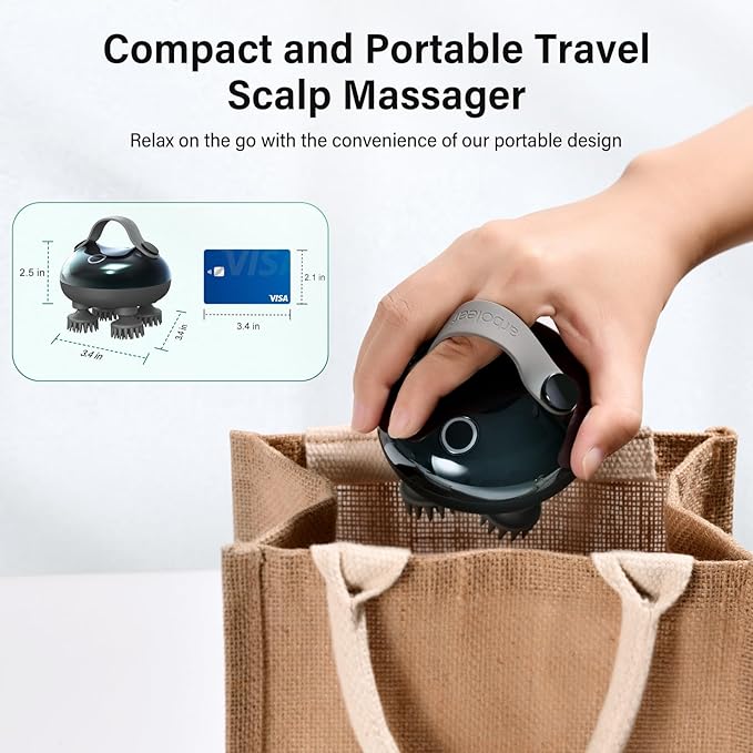 arboleaf Scalp Massager Electric, Portable Head Massager Scalp Stress Relax, Waterproof 6 in 1 Hair Massage with 8 Removable Claws, Rechargeable Hair Head Scratcher, Gifts for Her Him-BrightBean Baby