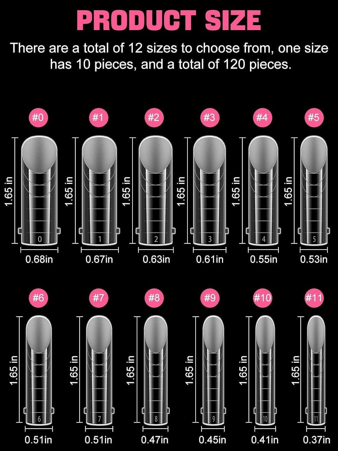 EBANKU Poly Gel Nail Forms, 120Pcs Coffin Matte Dual Nail Forms Clear Nail Molds Square Full Cover Nail Tips for Nail Extension Nail Art DIY 12 Sizes-BrightBean Baby