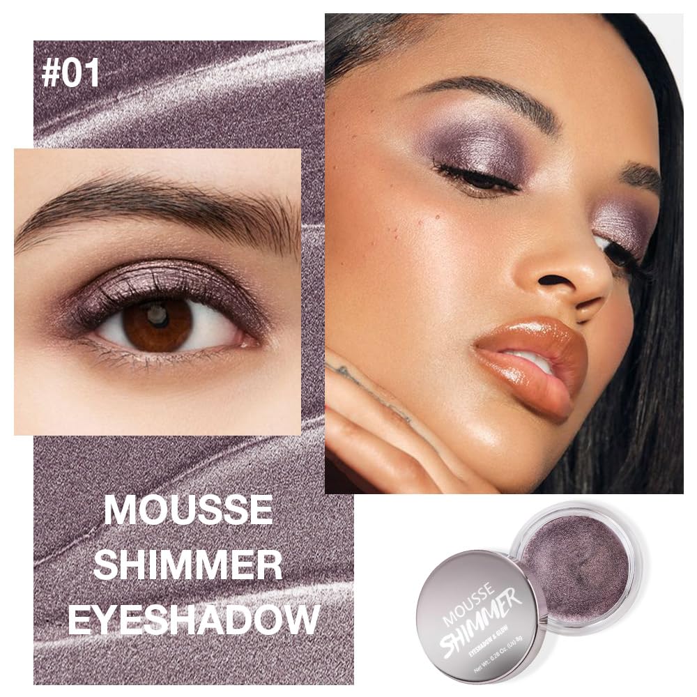 Cream Glitter Dark Purple Shimmer Metallic Eyeshadow Palette Makeup, Natural Single Mini Instant Holographic Eyeshadow For Women, Sombras Crema Para Ojos, Talc, Paraben & Cruelty Free-BrightBean Baby