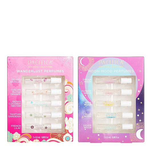 Pacifica Beauty Wanderlust & Moon Moods Perfume Set, Travel Fragrances, Island Vanilla, French Lilac, Clean Vegan Perfume, 0.05 fl oz Each (Set of 10)-BrightBean Baby