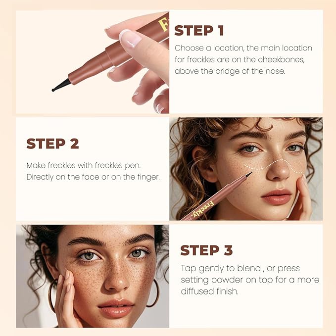 Freckle Pen, Natural Lifelike Fake Freckles Makeup Pen Stamp for Sunkissed Makeup,Magic Faux Freckle Stain Marker Long Lasting Quick Dry - (03DARK+04ESPRESSO)-BrightBean Baby
