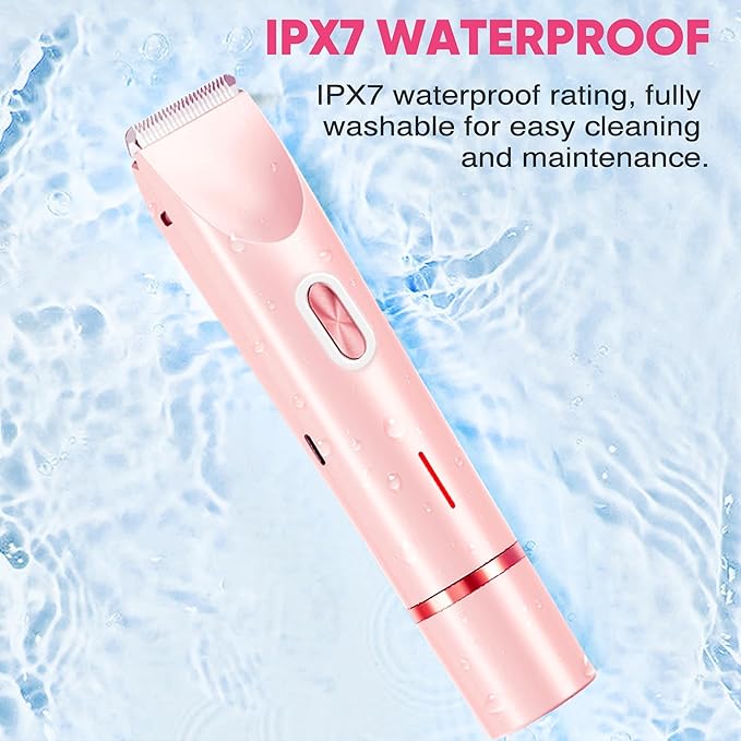 Bikini Trimmer for Women, Electric Razor & Shaver with Dual Ceramic Blades, Painless Hair Removal for Face, Body & Intimate Areas, 90min Cordless Runtime, Waterproof Travel Grooming Kit-BrightBean Baby