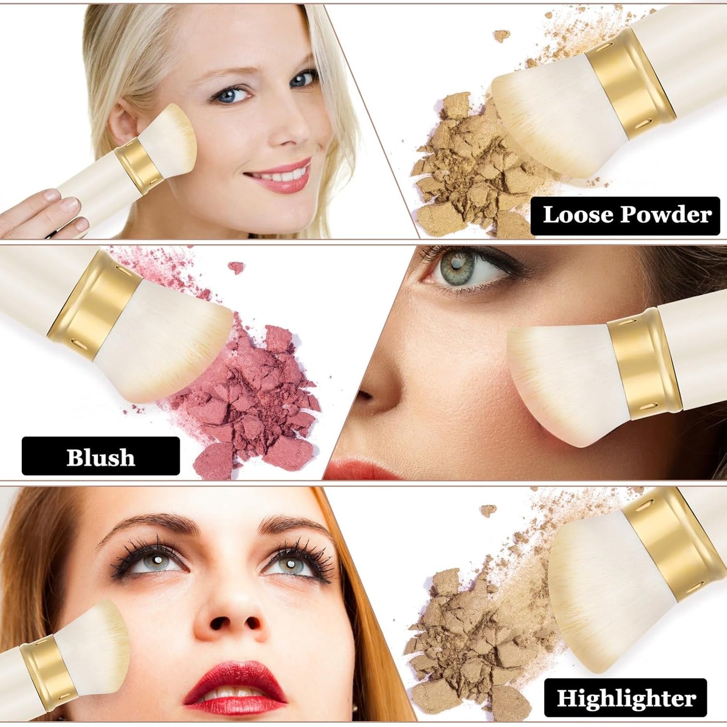 Falliny Retractable Kabuki Makeup Brush, Travel Powder Blush Brush Foundation Makeup Brush with Cover for Blush, Sunscreen,Bronzer, Buffing, Concealer,Highlighter, Powder Cosmetics-BrightBean Baby