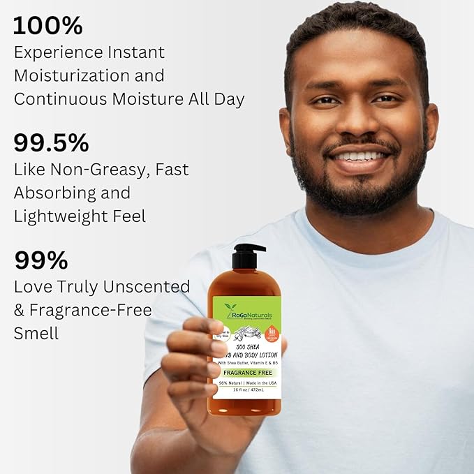 RaGaNaturals Natural Unscented Body Lotion for Dry, Sensitive Skin with Shea Butter, Avocado Oil & Vitamin E - Moisturizing, Fragrance Free Hand Lotion With Organic Essence -For Women, Men, Kids-16 Oz-BrightBean Baby