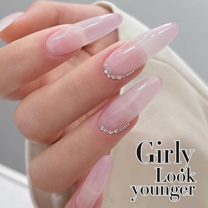 Double Rhythm Gel Polish Translucent Sheer Neutral Natural Light Milky Same Color Same Bottle 15ML Jelly Polish Art DIY at Home (Light Pink-A1381)-BrightBean Baby