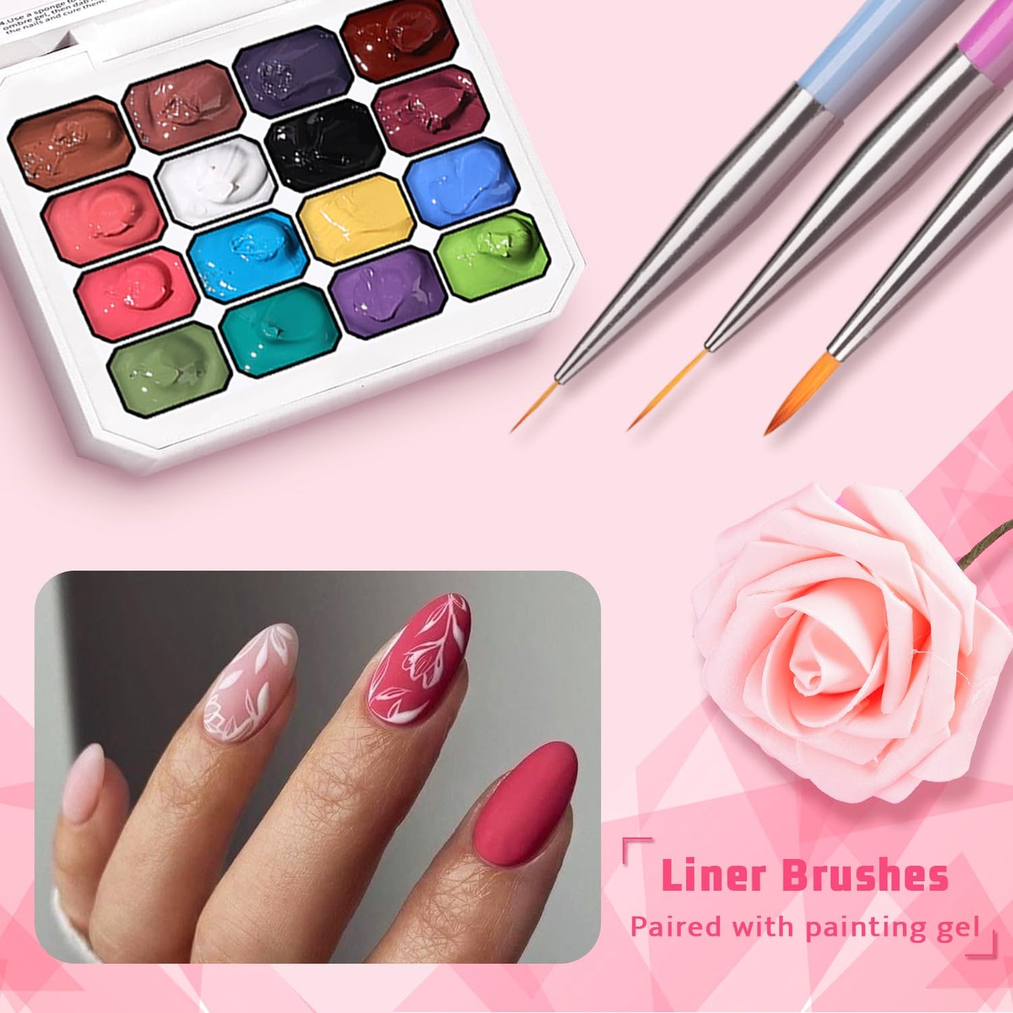 Sponge Pat Paint Nail Gel, Ombre Nails Gradient Gel Nail Blush Blooming Aura Nails Drawing Stripper Floral Painting DIY Nail Art, No Wipe, UV/LED Curing (16 Colors i)-BrightBean Baby