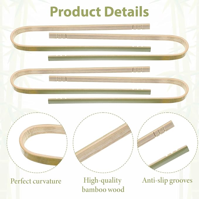 150 Pcs Bamboo Tongs Mini Tongs 5.9 Inch Long Disposable Wooden Tong Cooking Utensils for Toaster Charcuterie Catering Buffet Serving Food Home Use