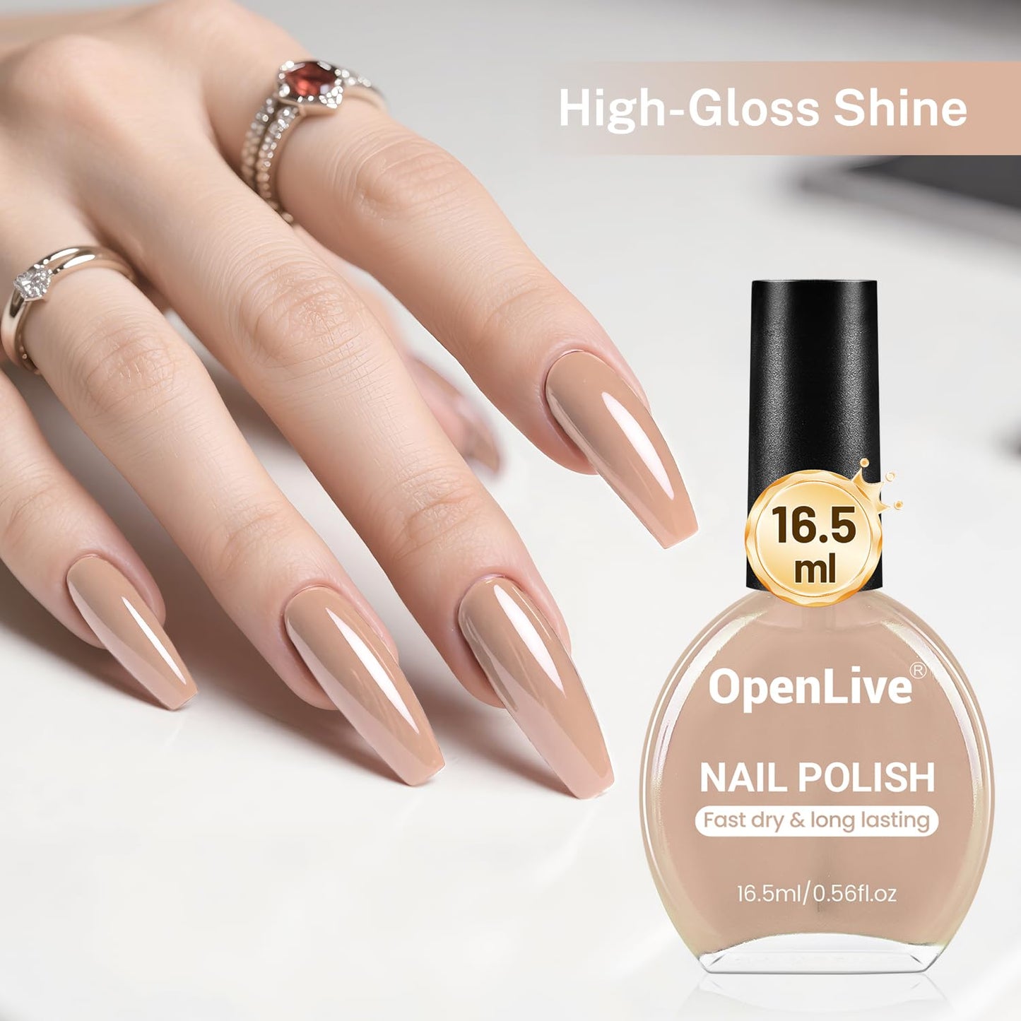 16.5ml Nude Pink Nail Polish Large Volume Quick Drying Light Pink Nail Polish, Fast Drying and Long Lasting Color Nail Art DIY Home Manicure Gift for Women-BrightBean Baby