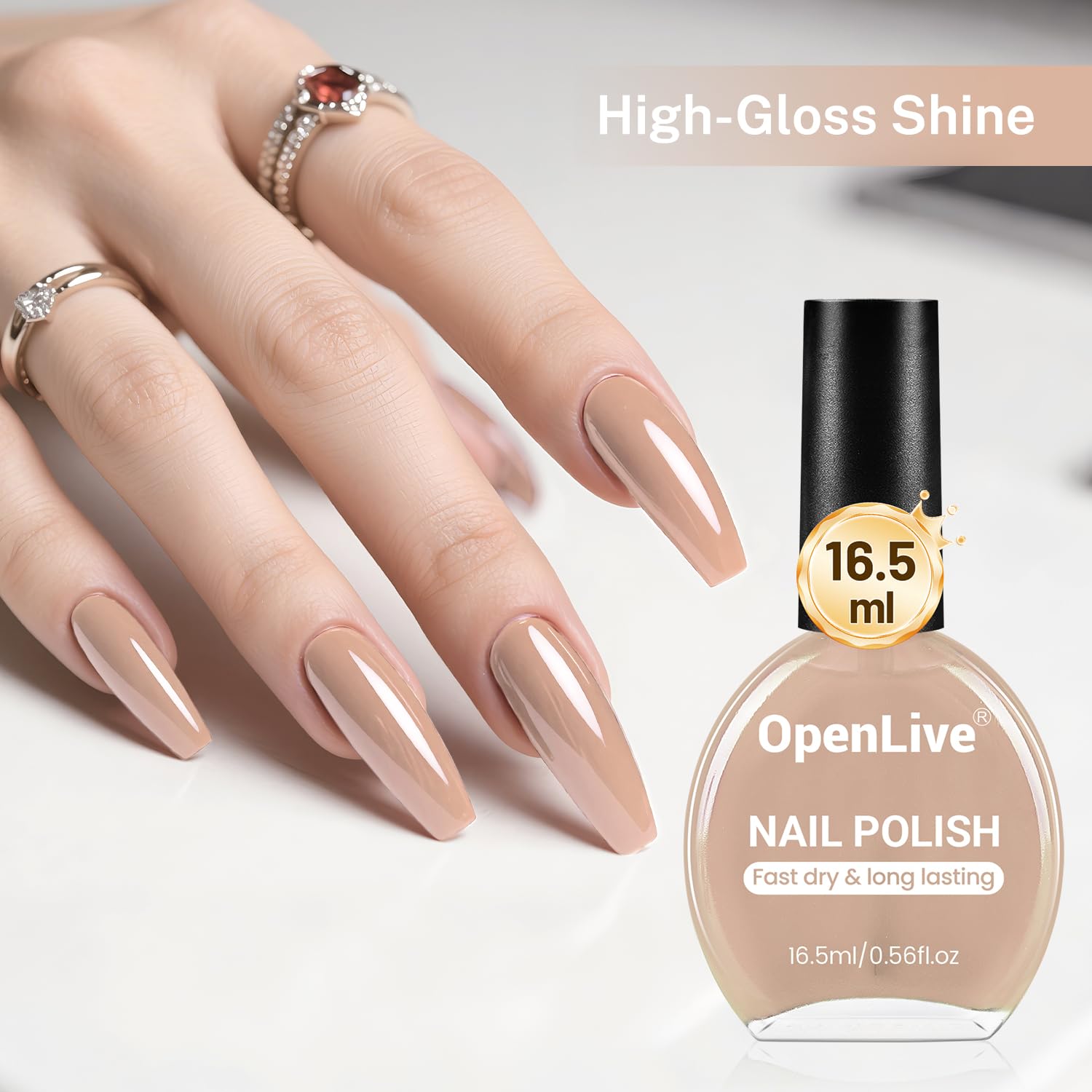 16.5ml Nude Pink Nail Polish Large Volume Quick Drying Light Pink Nail Polish, Fast Drying and Long Lasting Color Nail Art DIY Home Manicure Gift for Women-BrightBean Baby