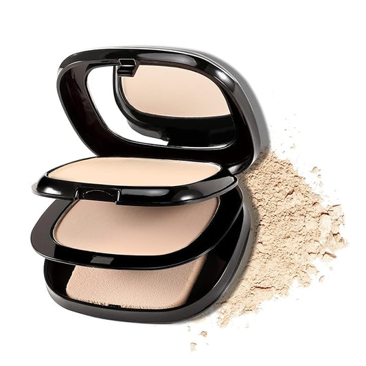 Boobeen Pressed Powder, Light Shade, Long-Lasting Matte Finish, Flawless Lightweight Makeup, 2 Layers Setting Powder Foundation, Compact with Mirror and Puff-BrightBean Baby