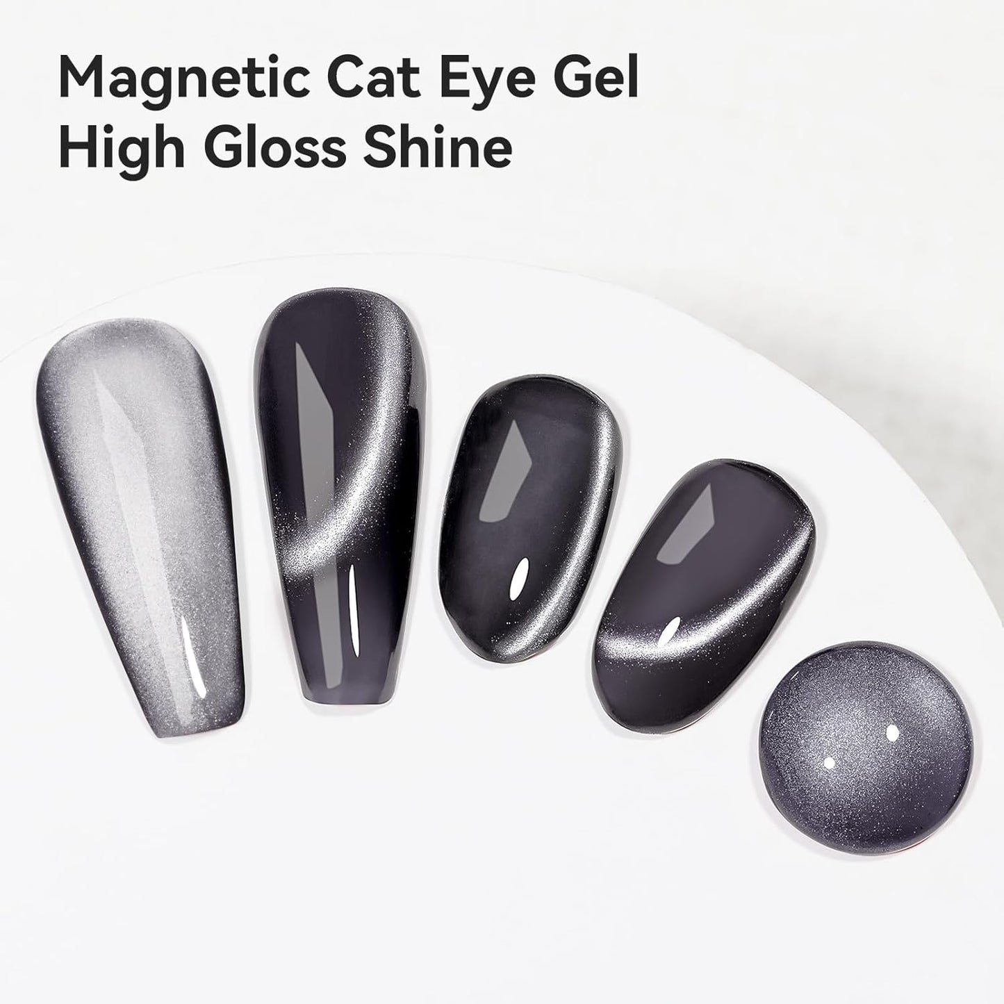 Cat Eye Gel Polish - Black, Glitter Magnetic Nail Polish Moonlight, Cateye Polish With Magnet Stick Holographic Shimmer Cateye Effect, UV Velvet Gel Nail Art Manicure Salon DIY Home, 12ML-BrightBean Baby
