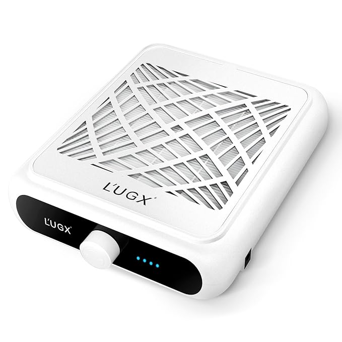 L'UGX Rechargeable Nail Dust Collector with 2 Reusable Filter, Professional Nail Vacuum Dust Collector Nail Tech Fan Extractor Powerful Suction Machine, Perfect for Home Salon Use-BrightBean Baby