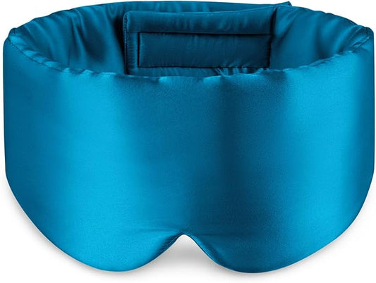 Zenssia 100% Mulberry Silk Sleep Mask Eye Mask for Man and Woman with Adjustable Headband, Full Size Large Sleep Mask & Blindfold for Total Blackout for All Night Sleep, Travel & Nap- Peacock Blue-BrightBean Baby