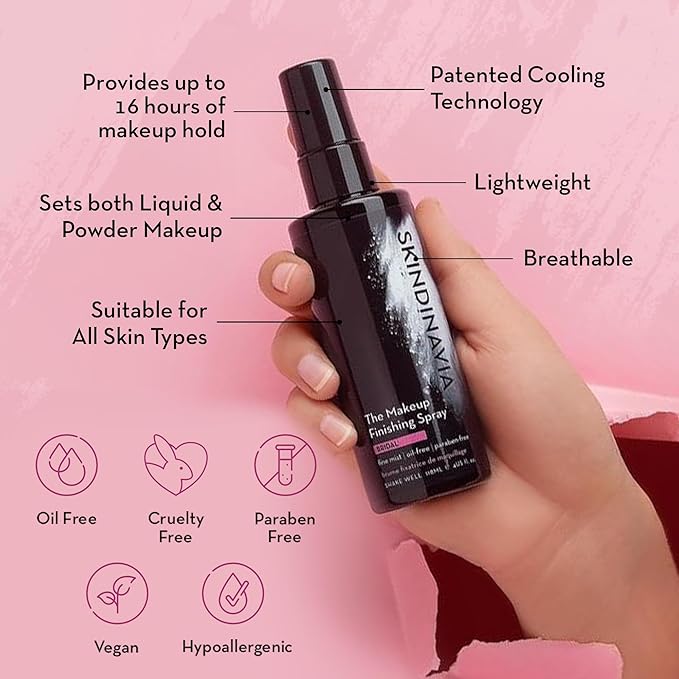 Skindinavia The Makeup Finishing Spray, Oil Control Makeup Setting Spray, All-Day Wear, Long-Lasting Up to 16+ Hours, Heat-Resistant & Waterproof, Fine Mist, 8.0 Oz-BrightBean Baby