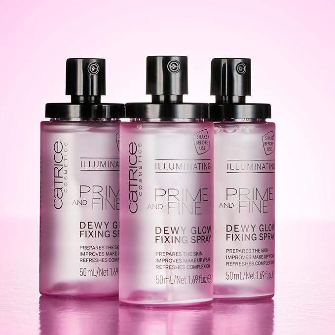 Catrice | Prime & Fine Illuminating Dewy Glow Spray | Transparent and Fast Drying Fixing Spray| Paraben Free & Vegan | Cruelty Free (Pack of 3)-BrightBean Baby
